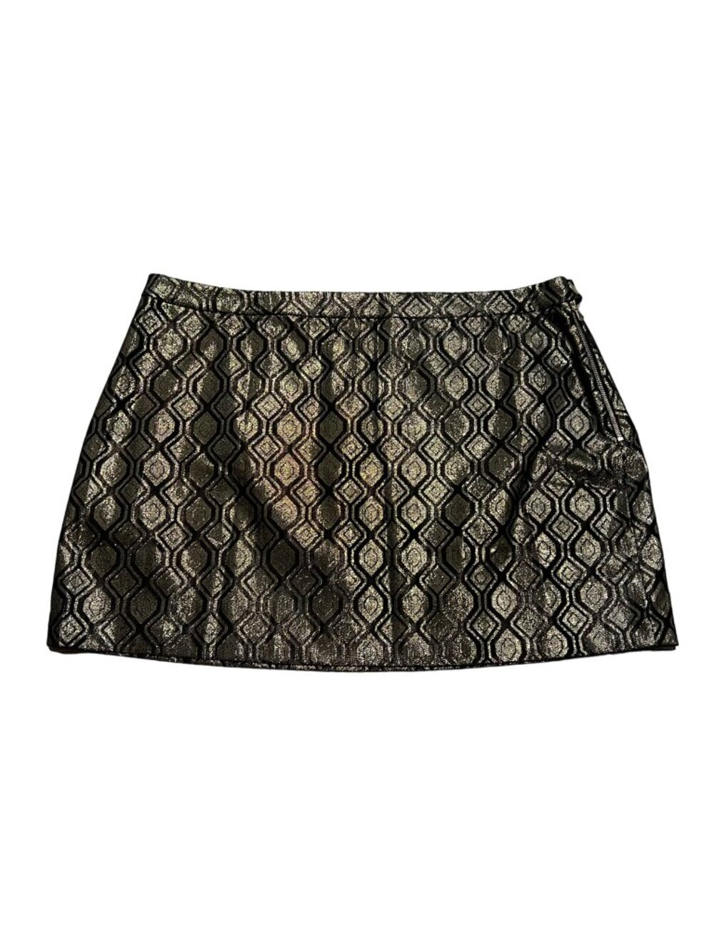 Modcloth Brocade Geometric Gold Black Metallic Mini Skirt Womens Plus Size 26W